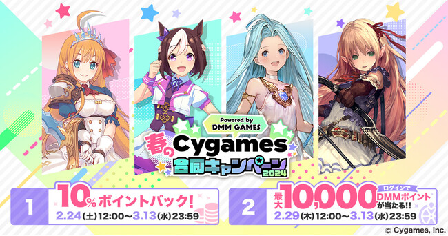 「春のCygames合同キャンペーン2024」開催中～最大1万円分のDMMポイントが当たるプレイルーレット＆プレイミッション開始！～