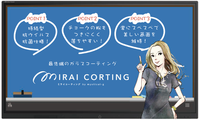『ミライコーティング by mystical-g』電子黒板『MIRAI TOUCH』に抗菌・抗ウイルス施工を行い教育現場に安心・安全な環境を提供