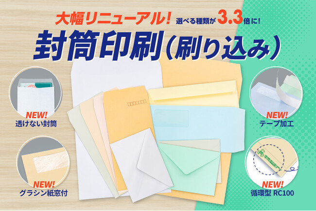封筒印刷(刷り込み)を大幅リニューアル | 印刷通販のファインワークス