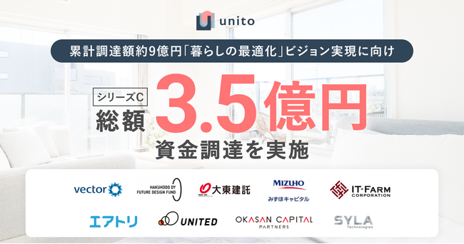 Unito、シリーズCラウンドで総額3.5億円の資金調達を実施