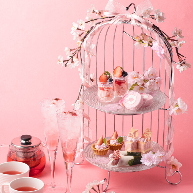 1000円で桜のアフタヌーンティー！？　土日祝限定のランチ営業〈2名専用スカイレストラン渋谷ブルーバード〉にて3月2日（土）より春色アフタヌーンティー販売開始！