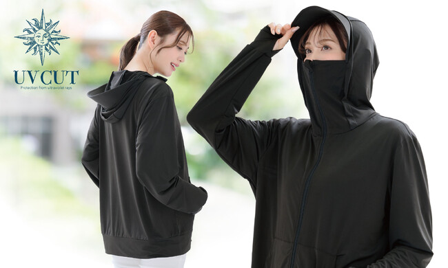 UVカット率99％！フード付きパーカーで顔から手の甲まですっぽり覆ってしっかりUV対策