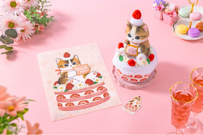 ケーキの上に座ったmofusandのにゃんこがかわいい！描き下ろしデザインを使用した「サンキューフェア記念商品」が3月8日(金)発売