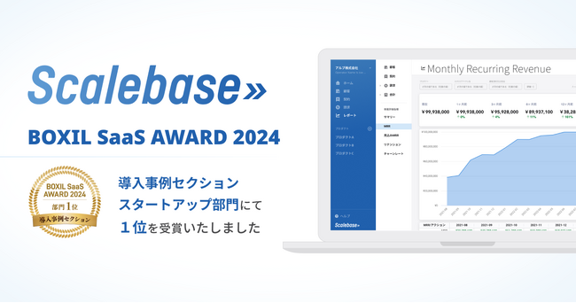 販売・請求管理システム「Scalebase」、「BOXIL SaaS AWARD 2024」にて導入事例セクションスタートアップ部門1位を2年連続で受賞！