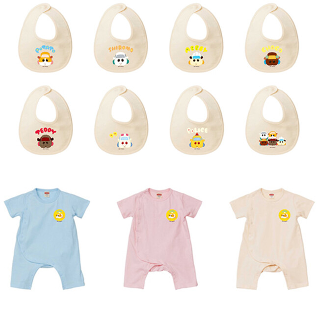 【PUI PUI モルカー】綿100％の赤ちゃんに優しい素材を使用したベビー服とよだれかけが登場！