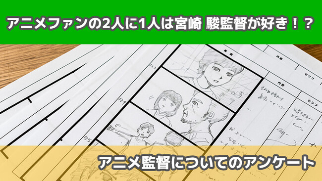 【2412人に調査】アニメファンの2人に1人は宮崎 駿監督が好き！？～アニメ監督についてのアンケート～