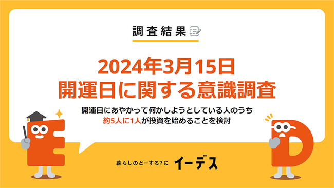 2024年3月15日は投資を始めるチャンス？約5人に1人が開運日に投資を始めることを検討