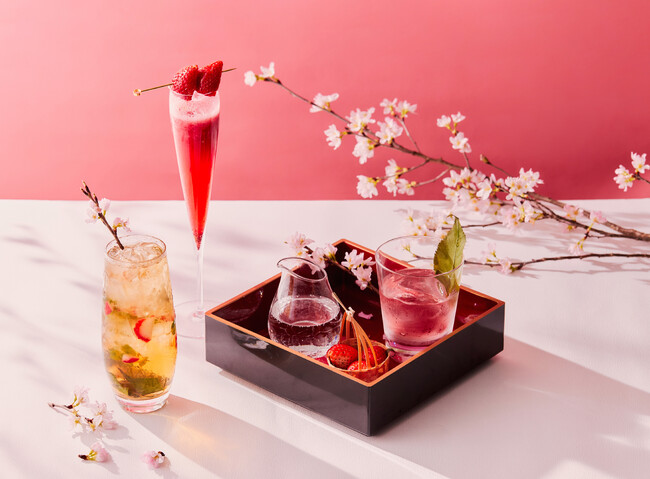 桜餅や春爛漫をイメージした春限定のカクテル3種
