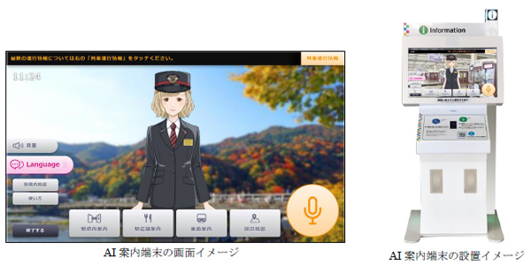 非接触型のAI案内端末を活用したお客様案内の実証実験を大阪梅田駅・京都河原町駅で実施します