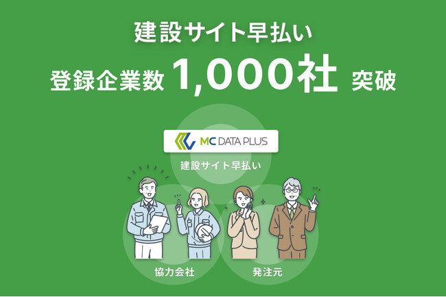 建設業界向け請求書買取サービス「建設サイト早払い」登録企業数1,000社突破