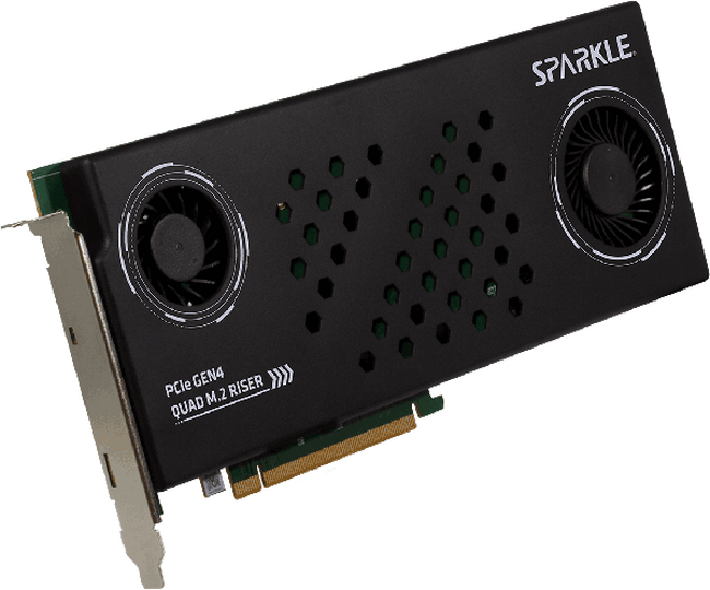 SPARKLEから、PCI Express 4.0接続 M.2 NVMe SSD x4搭載可能な変換基板『PCIe GEN4 QUAD M.2 RISER CARD』発売