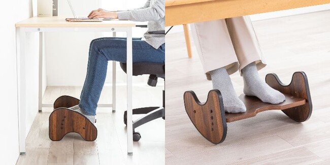 裏返しても使える、ゆらゆらと固定で使い分けできる木製フットレストを3月8日に発売