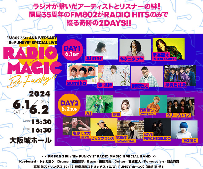 ラジオが繋いだアーティストとリスナーの絆！開局35周年のFM802がRADIO HITSのみで綴る奇跡の2DAYS!!