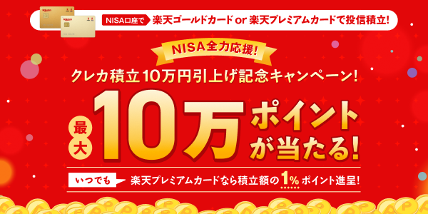 楽天証券、投信積立「楽天カード」クレジット決済、月額上限を10万円に引上げ