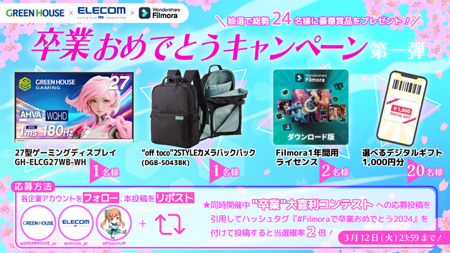 【豪華3社コラボ】ゲーミングディスプレイやカメラバッグパックなどの賞品が当たるキャンペーンがスタート！｜Wondershare Filmora（フィモーラ）