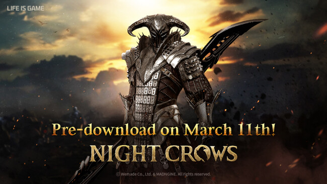 WEMADE、「Night Crows」グローバル版、いよいよ明日正式リリース！本日から事前ダウンロードを開始！