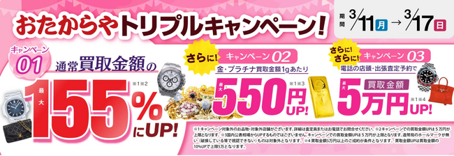 【いーふらん】金価格が過去最高値を更新！3月17日までトリプルキャンペーンを開催中
