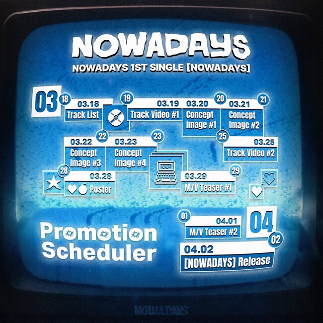 「CUBE新鋭」NOWADAYS(ナウアデイズ)、デビューシングル『NOWADAYS』プロモーションスケジューラー公開！「２日のデビューまでカウントダウン」