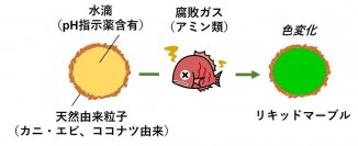 肉や魚の腐敗を色で知らせる液滴開発　カニ、エビ、ココナツ由来の天然成分を使用--大阪工業大学