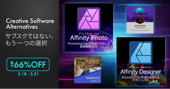 クリエイティブ系の買い切りソフトを集めたページ「Creative Software Alternatives」を公開