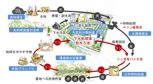 「リン吸着バイオ炭によるリン回収および炭素貯留技術の実証事業」が令和5年度補正 下水道革新的技術実証事業（B-DASHプロジェクト）に採択