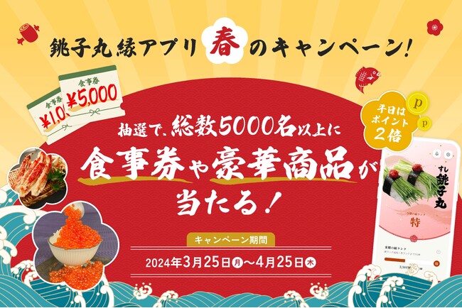 老舗グルメ寿司 銚子丸が、日頃の感謝をこめて「銚子丸 縁アプリ 春のキャンペーン」を開催!