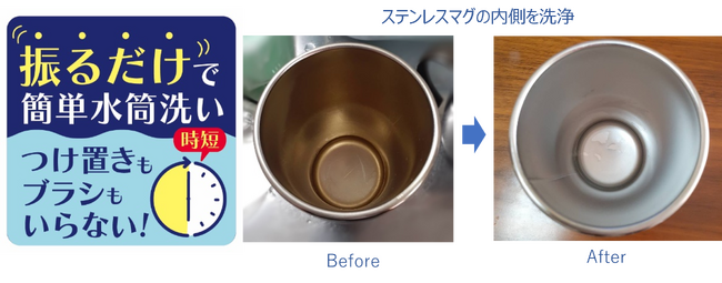 つけ置き・ブラシ不要！振るだけで水筒が洗える！「水筒・ボトルの洗浄剤」2024年3月29日(金)メーカー出荷開始