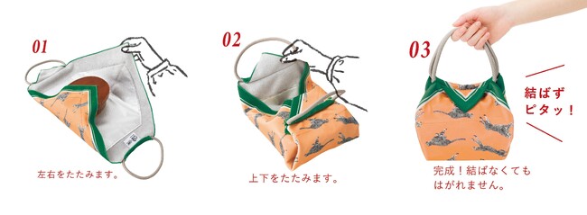 インスタグラマーなつこさん×ラミプリュスがコラボした結ばずたたむだけでお弁当が包める時短ランチクロスの新作を発売