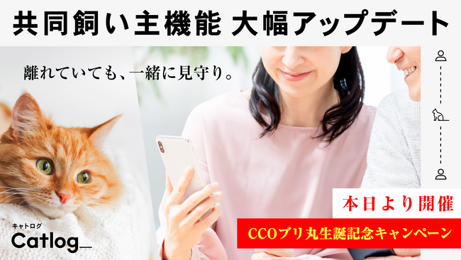 Catlog(R)（キャトログ）の『共同飼い主』機能が大幅アップデート！同居の猫様も離れている猫様も、一緒に見守りやお世話が可能になり春からの新生活にも安心 CCOブリ丸バースデーキャンペーンも開始