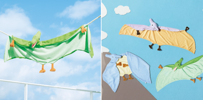 空飛ぶ恐竜!?　そっとハグしてくれる「人懐っこいプテラノドンタオル」が3兄弟になって帰ってきた。第2弾がYOU+MORE!［ユーモア］から新登場。