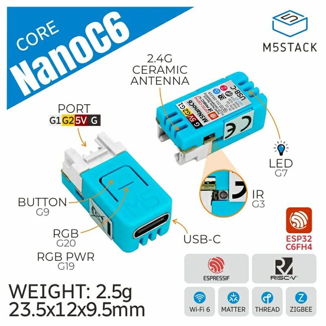 幅12mm！M5Stack社のWi-Fi 6、Thread対応超小型IoT開発ボード「M5Stack NanoC6」をスイッチサイエンスウェブショップにて2024年3月22日より販売開始