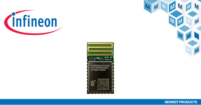 マウザー、効率的なワイヤレス接続をサポートするInfineonのCYW20822 AIROC Bluetooth LEモジュールの取り扱いを開始