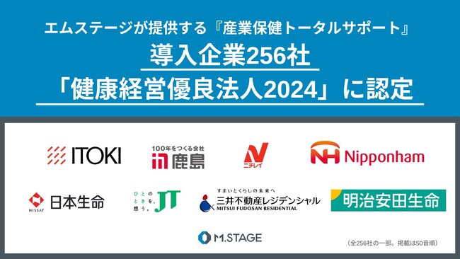エムステージが提供する『産業保健トータルサポート』導入企業256社が「健康経営優良法人2024」に認定