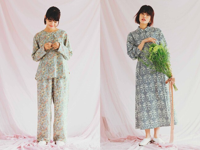 「大人モリスの世界」を美しく表現した春の新作「軽やか撥水（はっすい）ショートコート 」や「軽やかワンピース」、「ダブルガーゼパジャマ」がLive in comfortから新登場