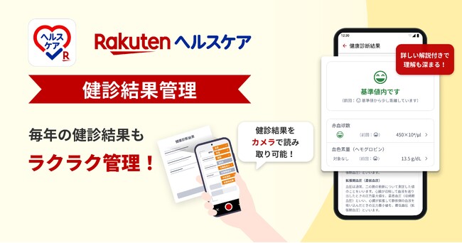 「楽天ヘルスケア」、健康診断結果を記録できる新機能を提供開始