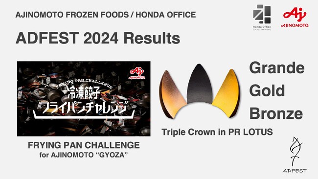 「冷凍餃子フライパンチャレンジ」がアジア最大級の広告祭ADFEST 2024にて最優秀賞を受賞