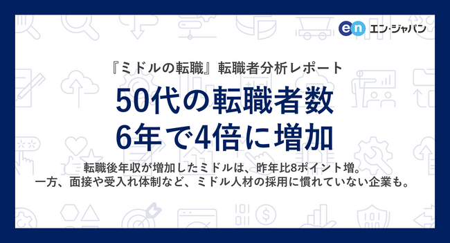 50代の転職者数、6年で4倍に増加。ー『ミドルの転職』転職者分析ー