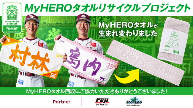 【楽天イーグルス】「MyHEROタオルリサイクルプロジェクト」から生まれたオリジナルタオルが完成