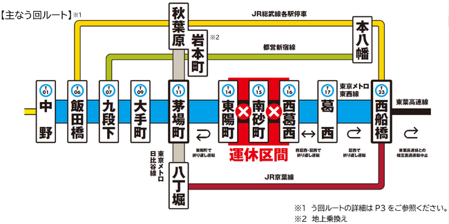 東西線（東陽町～西葛西駅間）運休当日の運行計画のお知らせ