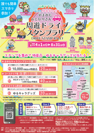 【JAF山形】「山形ドライブwithゆるキャラ！やまがたおとなりさん周遊ドライブスタンプラリー」に協力します