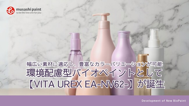 幅広い素材に適応し、豊富なカラーバリエーションで発色が可能！環境配慮型バイオペイント【VITA UREX EA-NVB62-】が誕生