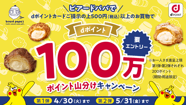 「dポイントスタート記念！2か月連続100万ポイント山分けキャンペーン！」を開催