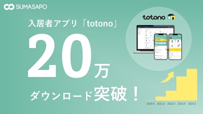 管理会社と入居者の負担を軽減する入居者アプリ「totono」20万DLを突破！