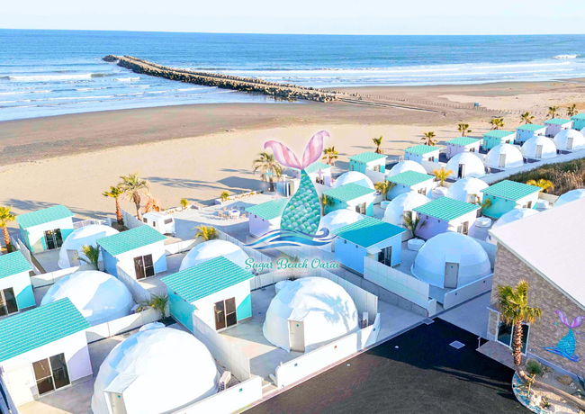 【国内初】ビーチクリーンを定期開催するグランピング施設「Sugar Beach Oarai」。海まで徒歩0秒、ペット同伴  OK、都内からアクセスしやすい茨城県大洗町に2024年4月1日(月)オープン
