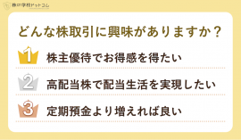 興味のある株取引トップ3 興味のある株取引トップ3