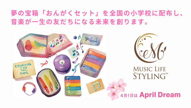 夢の宝箱「おんがくセット」を全国の小学校に配布し、音楽が一生の友だちになる未来を創ります。