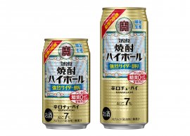左から、タカラ「焼酎ハイボール」<強烈サイダー割り>350ml、500ml 左から、タカラ「焼酎ハイボール」<強烈サイダー割り>350ml、500ml