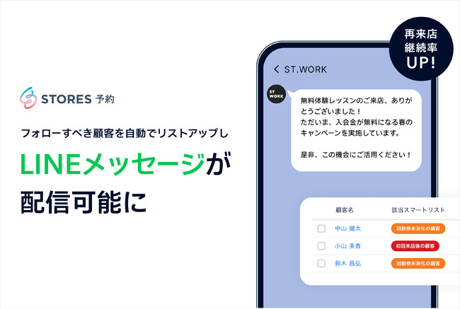 STORES 予約、「LINEメッセージ」と「スマートリスト」の機能を提供