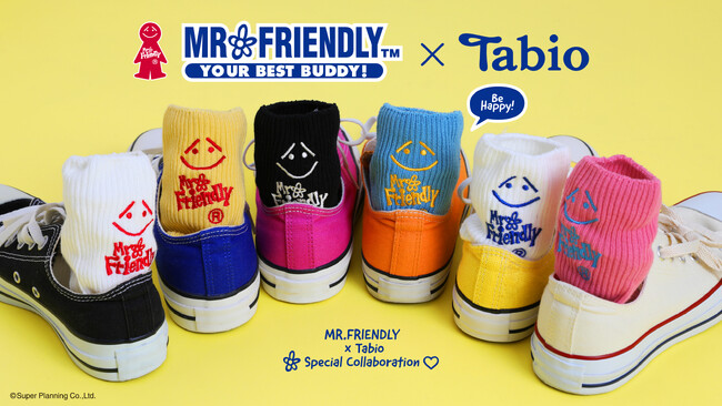 MR.FRIENDLYとTabioのコラボソックスが登場。2024年４月12日(金)から、全国の対象店舗とオンラインストアで販売