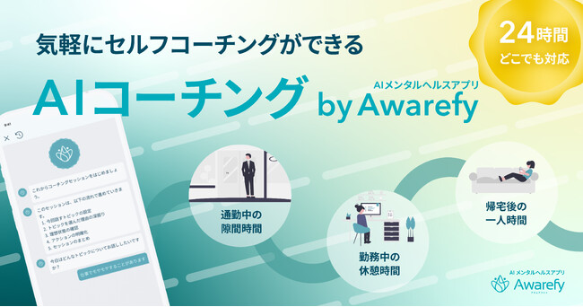 AI メンタルヘルスアプリAwarefyに、心の成長をサポートする「AIコーチング」を搭載。24時間いつでもどこでも手軽にセルフコーチング力を身につけ、自己成長を実現